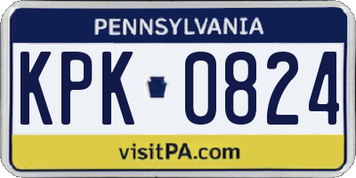 PA license plate KPK0824