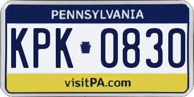 PA license plate KPK0830