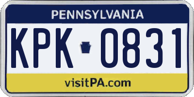 PA license plate KPK0831