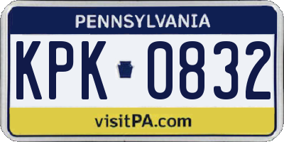 PA license plate KPK0832