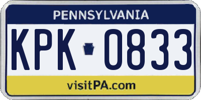 PA license plate KPK0833