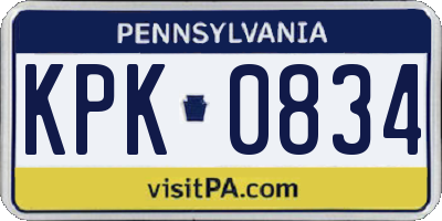 PA license plate KPK0834
