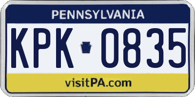 PA license plate KPK0835