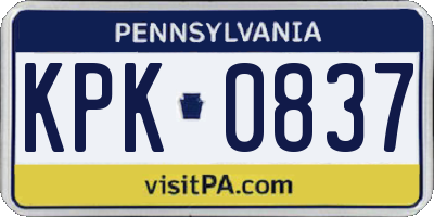 PA license plate KPK0837