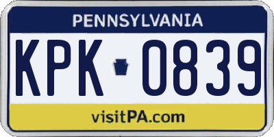 PA license plate KPK0839