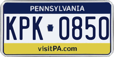 PA license plate KPK0850