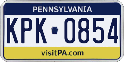 PA license plate KPK0854