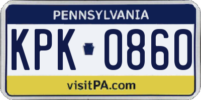 PA license plate KPK0860