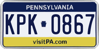 PA license plate KPK0867
