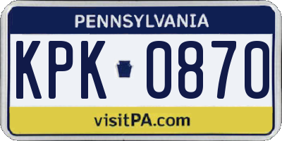 PA license plate KPK0870