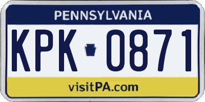 PA license plate KPK0871