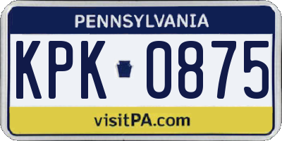 PA license plate KPK0875