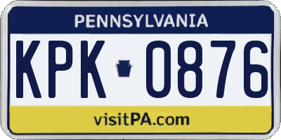 PA license plate KPK0876