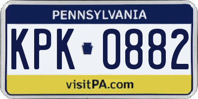 PA license plate KPK0882