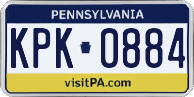 PA license plate KPK0884