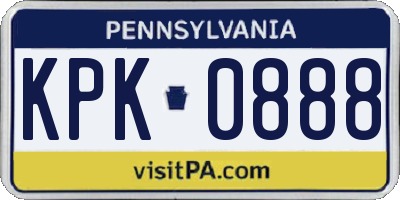 PA license plate KPK0888