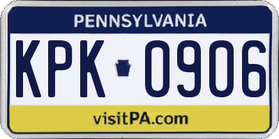 PA license plate KPK0906