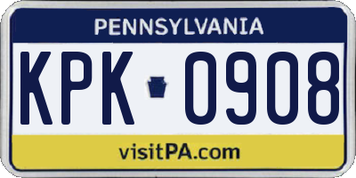 PA license plate KPK0908