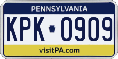 PA license plate KPK0909