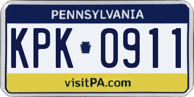 PA license plate KPK0911