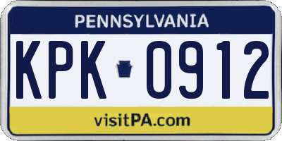 PA license plate KPK0912