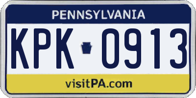 PA license plate KPK0913