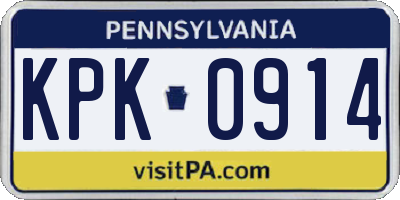 PA license plate KPK0914
