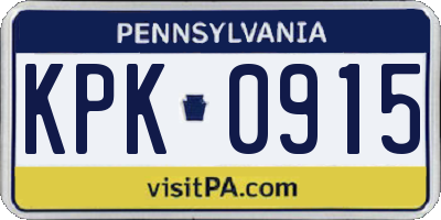 PA license plate KPK0915