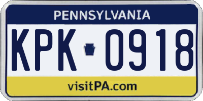 PA license plate KPK0918