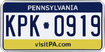 PA license plate KPK0919