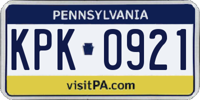PA license plate KPK0921