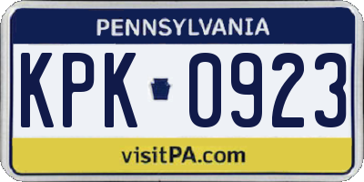 PA license plate KPK0923