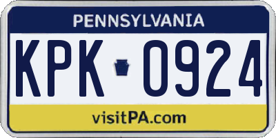 PA license plate KPK0924