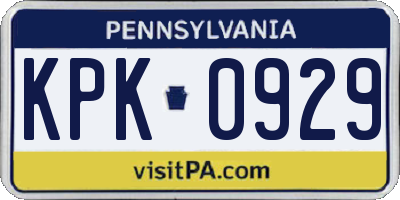 PA license plate KPK0929