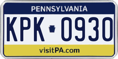 PA license plate KPK0930