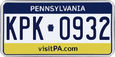 PA license plate KPK0932