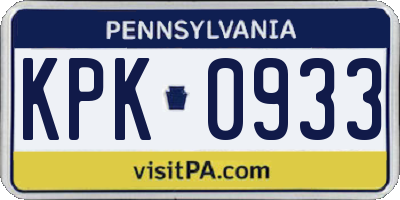 PA license plate KPK0933