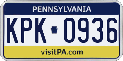 PA license plate KPK0936
