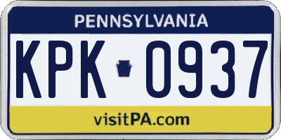 PA license plate KPK0937