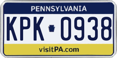 PA license plate KPK0938