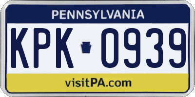 PA license plate KPK0939