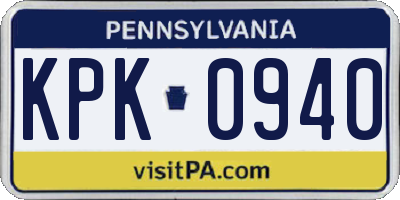 PA license plate KPK0940