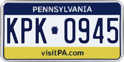 PA license plate KPK0945