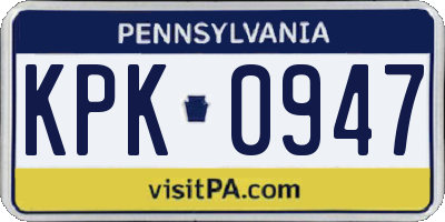 PA license plate KPK0947