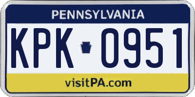 PA license plate KPK0951