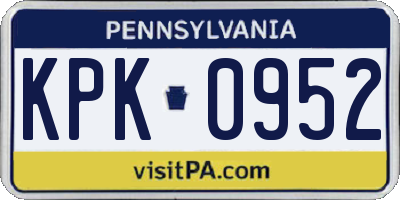 PA license plate KPK0952