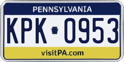 PA license plate KPK0953