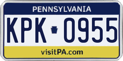 PA license plate KPK0955