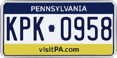 PA license plate KPK0958