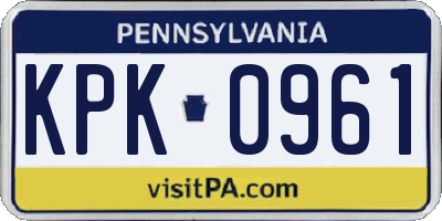 PA license plate KPK0961
